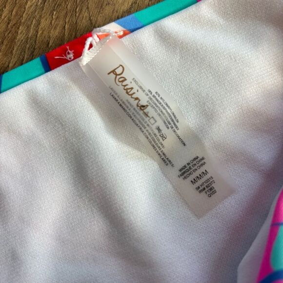 Raisins Blue Teal Pink Abstract Bikini Bottom Women's M great preworn condition - Picture 5 of 6